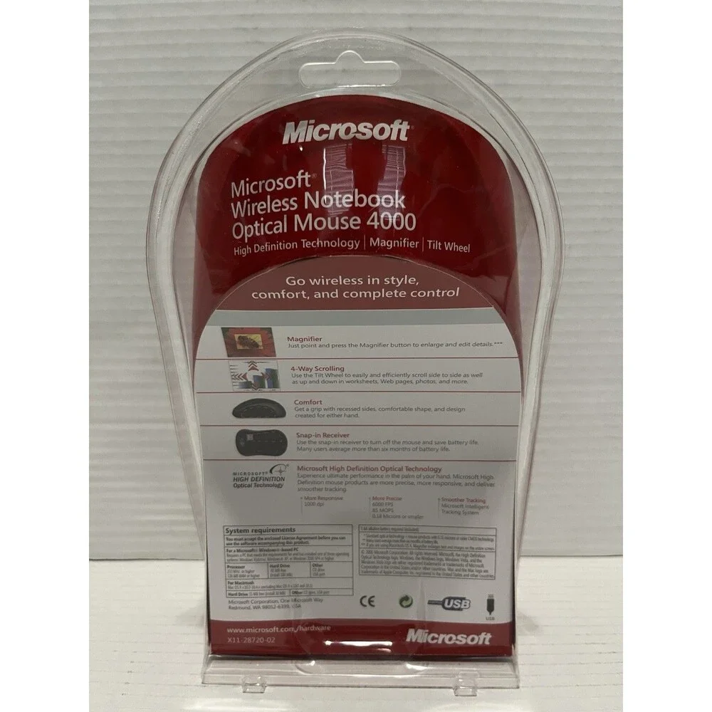 Microsoft Wireless Notebook Optical Mouse 4000 Model 1050,1051 For PC/MAC - NEW